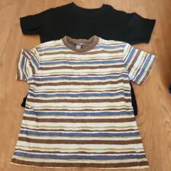 H&M ストライプTシャツ & UNIQLO ブラックTシャツ セット