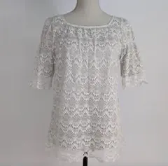 美品【7-I Dconcept】5分袖チュニック　ホワイト系　38