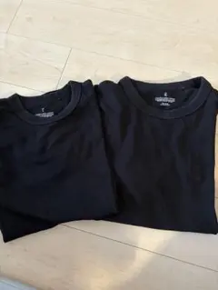 GU コットンクルーネックT（半袖） ブラック L/XL ２枚セット