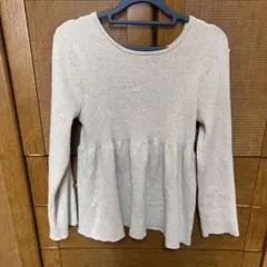 ベージュ ラメ　ペプラムニット 長袖　しまむら