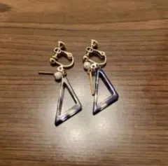 3角デザイン ブルー イヤリング
