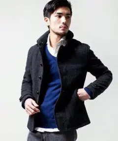 美品！ ナノユニバース 西川ダウン ウールコート ブラック Sサイズ