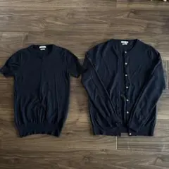 IÉNA ネイビー　カーディガン 長袖　アンサンブル　半袖ニット