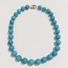 トルコ石 ターコイズ ネックレス 全長約43cm 約12mm珠 オールノット