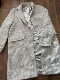 グレーホワイト　シングルボタン チェスターコート