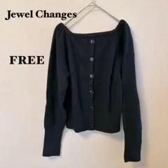 カシミヤ混 ジュエルチェンジズ 前後2WAY リブニット セーター 紺 フリーのサムネイル