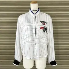 ディーゼル ベースボール風 スタンドカラー ストライプシャツ スナップ ピンズ付