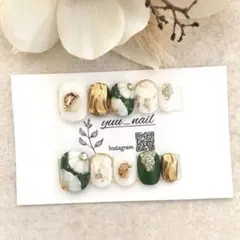 ✨特別価格✨【No.77】フラワーデザイン　成人式　グリーン　ネイルチップ