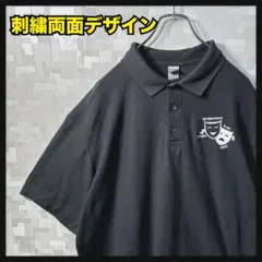 ポロシャツ メンズ XL 両面 刺繍 ブラック 黒 かのこ 半袖 US古着のサムネイル