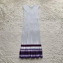 プリーツプリーズ ロングワンピース マキシ丈 異素材切替 M相当