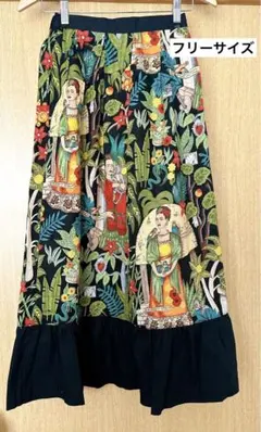 【エスニック好きな方❤️】　スカート　ロング丈　綿100% フリーサイズ　ゴム