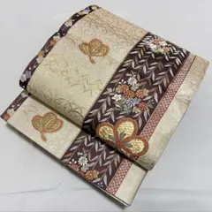 A ◆着物くつろぎ 花々模様 金糸 正絹 六通 袋帯 フォーマル O9