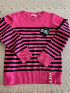 Jenni ストライプセーター ピンク/黒　140