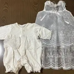 ホワイトツーウェイ・ドレスオール　新生児　セレモニードレス　50-60サイズ
