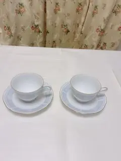 Noritakeノリタケ　ティー/コーヒー碗皿ペアセット　レースウッドゴールド