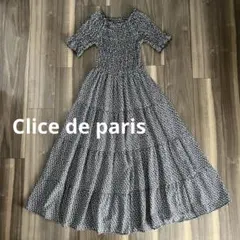 Clice de paris/スクエアオープン 小花柄 ロングワンピース