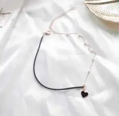 チョーカー　パール　ハート　レッド　赤　黑 小ぶり　かわいい