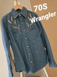 ビンテージ　70s Wrangler 刺繍ウエスタンデニムシャツ