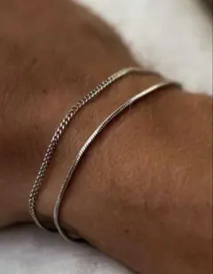 ステンレス鋼シンプルメンズブレスレット 2個セット、防水&変色しない、