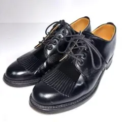 極美品❣️YUKETEN ユケテン フリンジキルト 本革 レースアップシューズ 黒のサムネイル