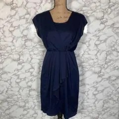 NICOLEニコル／デザインワンピースドレス　ネイビー【38サイズ】