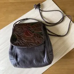 ダークブラウンレザーショルダーバッグ