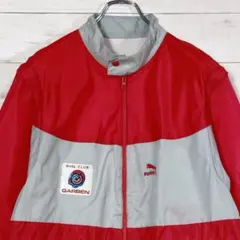 プーマ　ナイロンジャケット　ベスト　レッド　グレー　ワンポイント刺繍　L相当