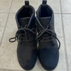 ブラック スエード風 ショートブーツ　M