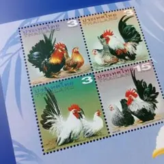 9835 外国切手 タイ 2003年 ニワトリ 鶏デザイン 小型シート