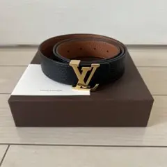 ヴィトン　リバーシブル　ベルト　サンチュール・イニシャル　マドレーヌ黒×キャメル