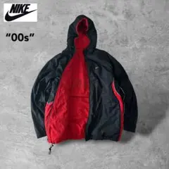 レアモデル00sナイキ中綿リバーシブルジャケットナイロンフリース赤黒ドローコード