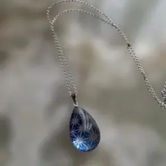 ドライフラワー薔薇 パープル半球ネックレス レジン - メルカリ