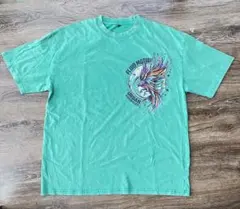 コットン100％　メンズ グラフィックTシャツ グリーン XL