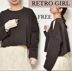 レトロガール　ショート　トップス　長袖　トレーナー　　肩スリット　(ディーゼル