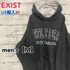 ●D153【US輸入】EXIST 刺繍ロゴ パーカー グレー系 men's【M】