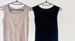 GU リブニットスクエアネックタンクトップ