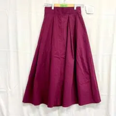 @う111　nikoand ニコアンド　スカートＭあずき色・紫ストライプ