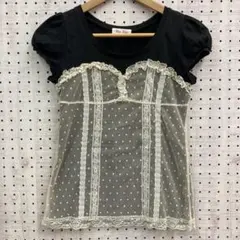 小悪魔ガーリー 平成レトロ古着 Bye Bye レースレイヤード 半袖Tシャツのサムネイル