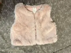 H&M 85cm ベビーベスト 薄いピンク フェイクファー