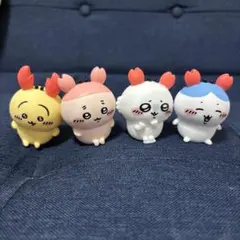 ちいかわ ソフビフィギュア3 ハチワレ　モモンガ　カニ　古本屋　うさぎ