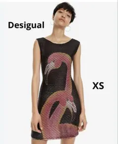 【美品】Desigual（デシグアル）ノースリーブワンピースフラミンゴXSのサムネイル