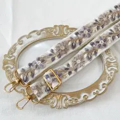 ラスト1点！スマホショルダーストラップ／インド刺繍リボン／ハンドメイド