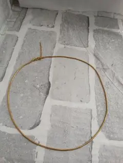 ゴールド スネークチェーン ネックレス 50cm+5cm調整可能幅2mmシンプル