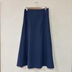 エルベンスドゥ ロングスカート　ネイビー　M-L バックゴム　切り替え　フレア