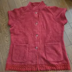 Wing 　赤色　 半袖カーディガン (ベスト) L