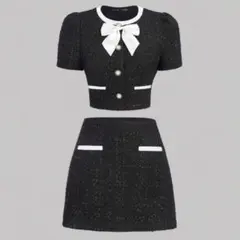 SHEIN ツイード風 セットアップ ブラックのサムネイル
