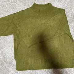 オリーブグリーン 長袖ニットセーター M