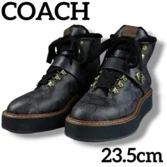 美品 COACH コーチ レースアップ ブーツ シグネチャー 23.5cm ボアのサムネイル