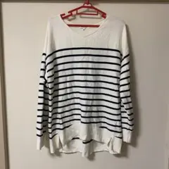 GLOBAL WORK Vネックストライプニット M