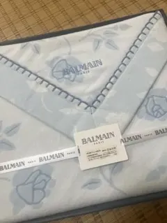 BALMAIN フリース毛布 水色 花柄